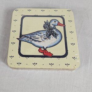 Country Goose Duck Coasters Cork Back Cottagecore 90s Country Home Decor Bar NEW
